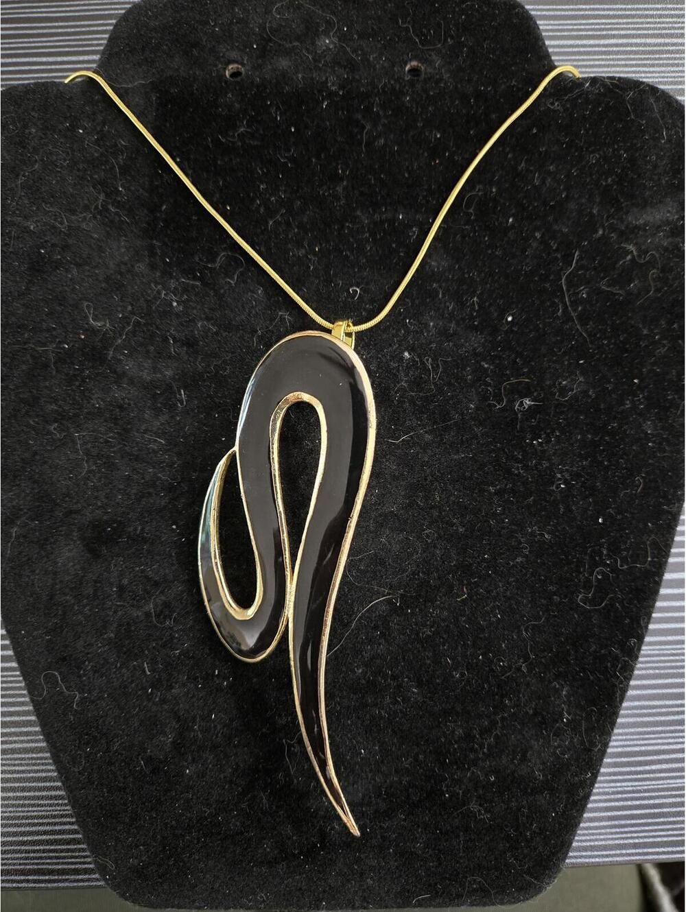 Signed M. Jent Brooch/Pendant Pin Gold Tone Metal Abstract Curled Vintage